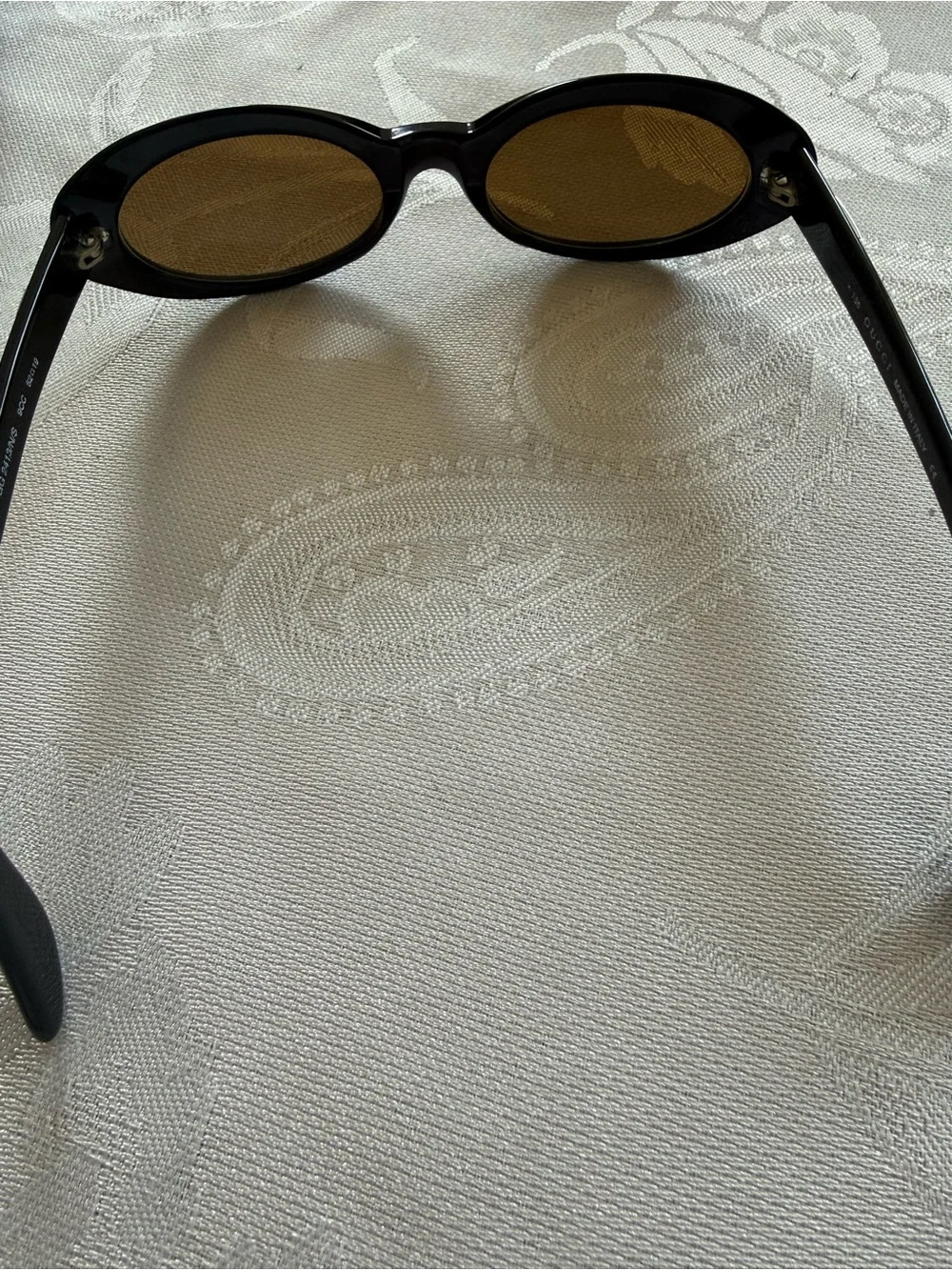 Gucci Women’s Vintage Black Oval Sunglasses with Brown Lenses